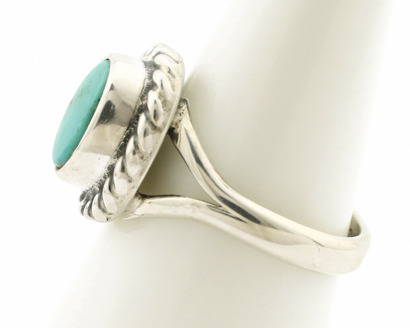Navajo Ring .925 Silver Kingman Turquoise Artist Signed Gecko C.90's