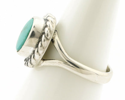 Navajo Ring .925 Silver Kingman Turquoise Artist Signed Gecko C.90's