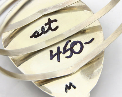 Navajo Malachite Bracelet SOLID .925 Silver Signed Artist KH C.80's