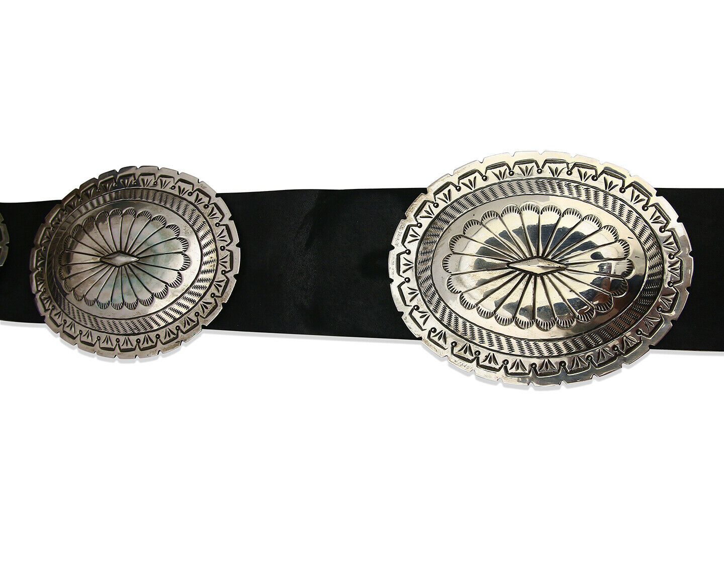 Navajo Concho Belt .925 Silver Hand Stamped Artist Suzie James C.80's