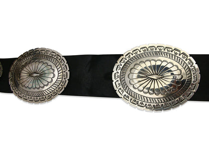 Navajo Concho Belt .925 Silver Hand Stamped Artist Suzie James C.80's