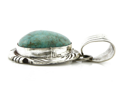 Navajo Pendant .925 Silver Kingman Turquoise Signed Artist FT C.80's