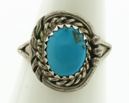 Navajo Ring .925 Silver Sleeping Beauty Turquoise Native Artist C.80's