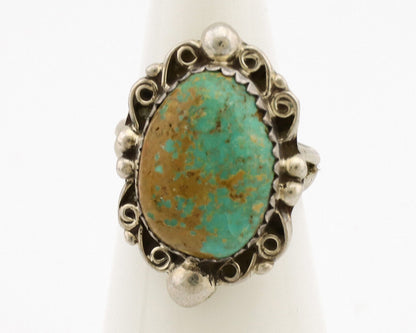 Navajo Ring .925 Silver Kingman Green Turquoise Signed Billy Eagle C.80's