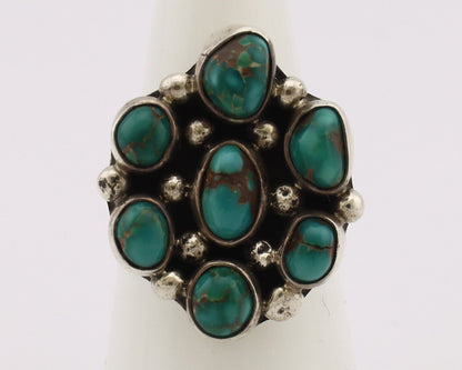 Navajo Ring .925 Silver Natural Blue Turquoise Artist Signed LP C.80's