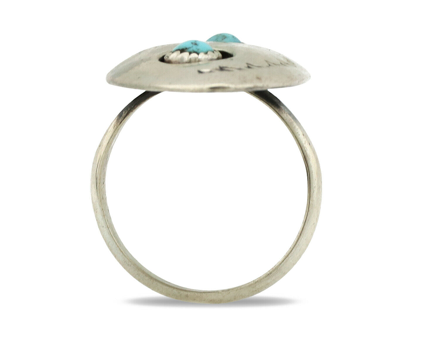 Navajo Ring .925 Silver Handmade Spiderweb Turquoise Native Artist C.1980's