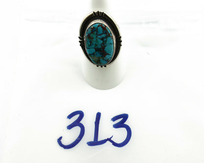 Navajo Ring .925 Silver Blue Turquoise Native American Artist C.80's