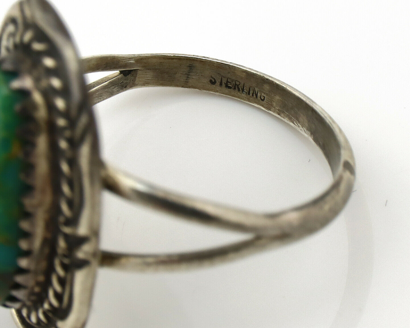Navajo Ring .925 Silver Royston Turquoise Native American Artist C.1980's