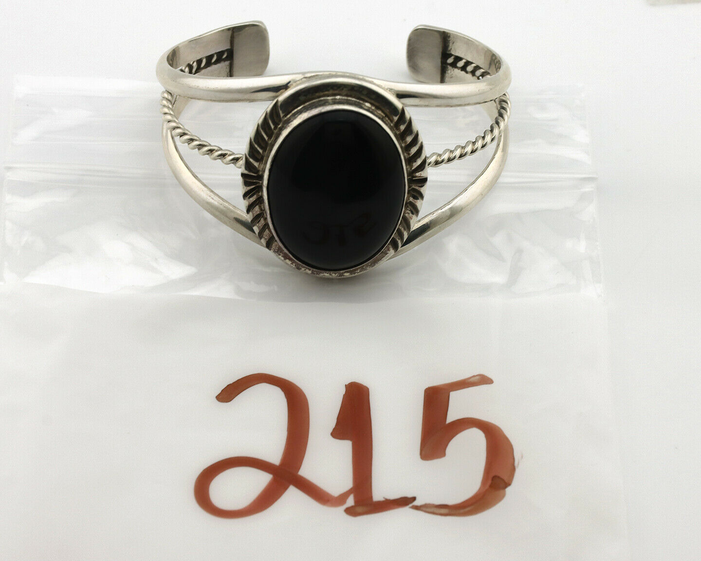 Navajo Bracelet .925 Silver Black Onyx Artist Native American C.90's