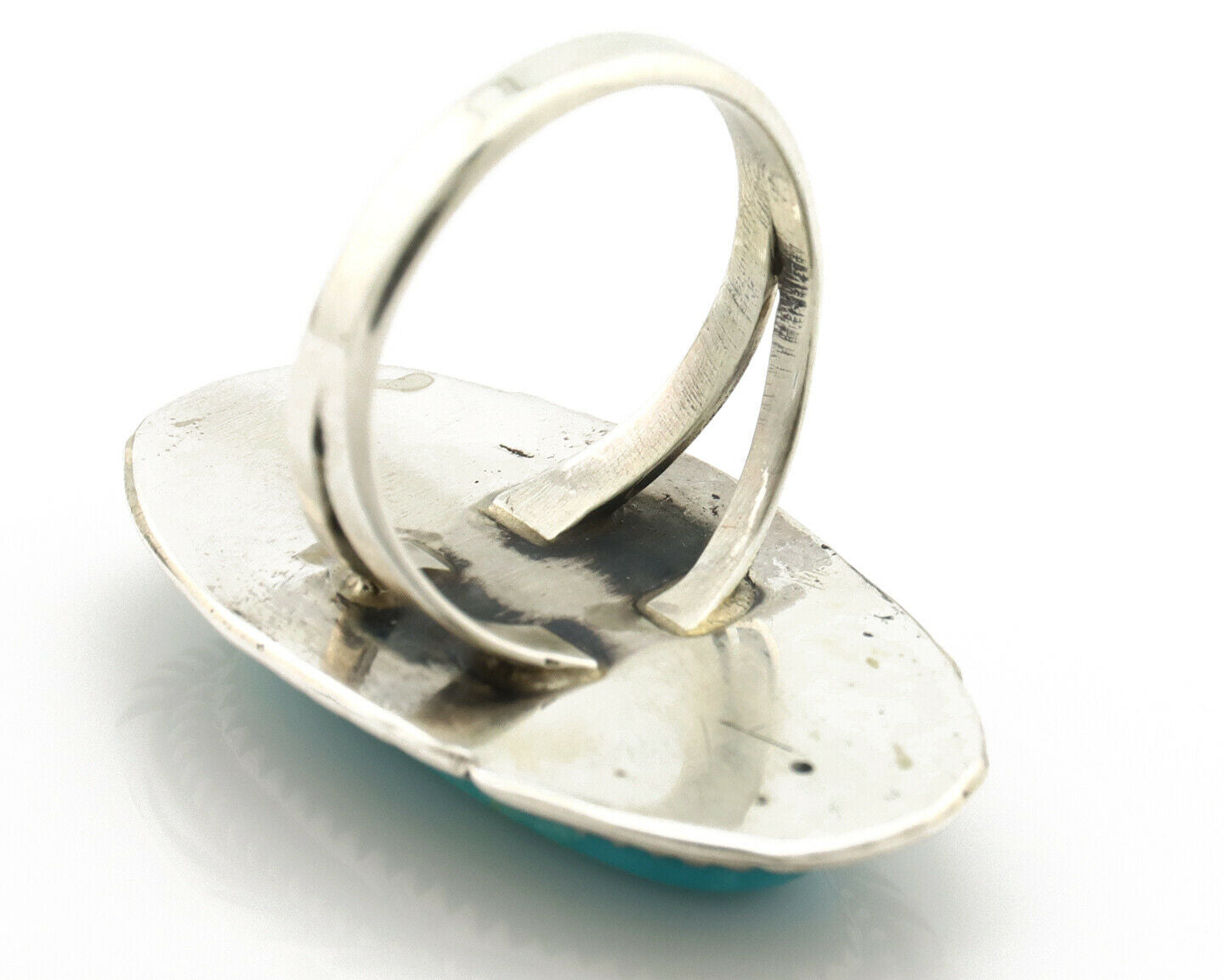 Navajo Ring .925 Silver Kingman Turquoise Native American Artist C.80's
