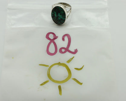 Navajo Ring 925 Silver Black Spiderweb Turquoise Native American Artist C.80's