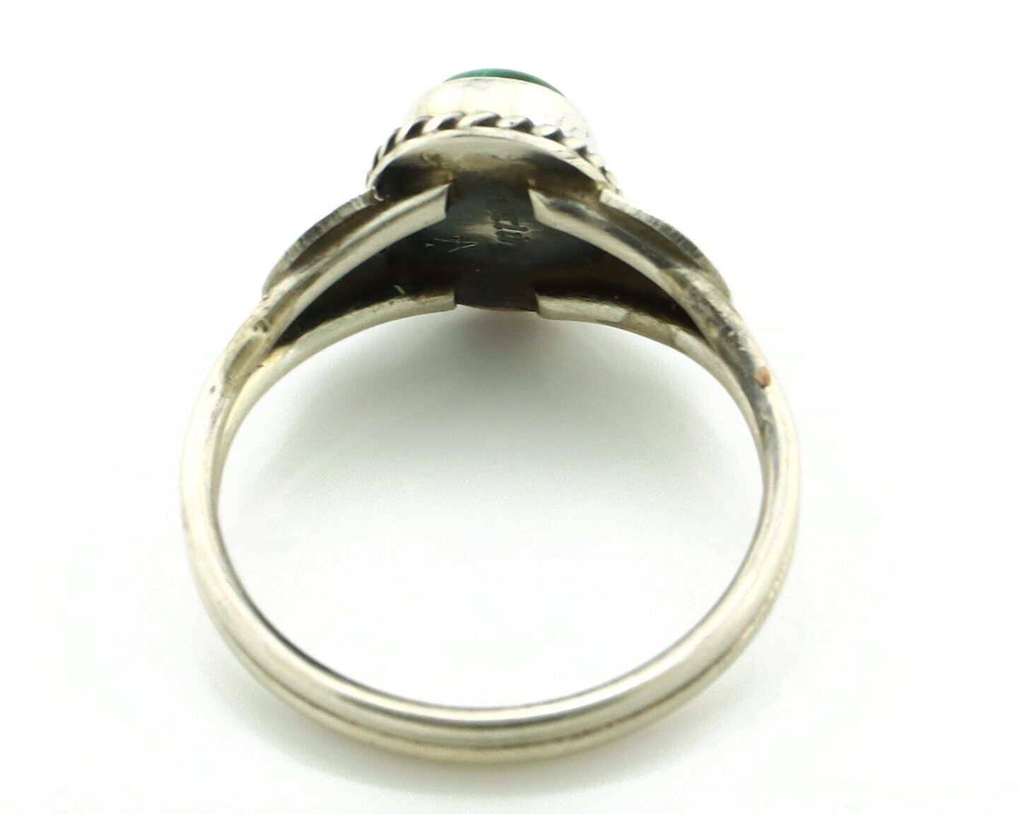 Navajo Ring 925 Silver Natural Mined Malachite Native American Artist C.80's
