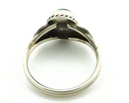 Navajo Ring 925 Silver Natural Mined Malachite Native American Artist C.80's