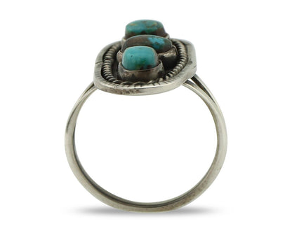 Navajo Ring .925 Silver Natural Blue Turquoise Native American Artist C.80's
