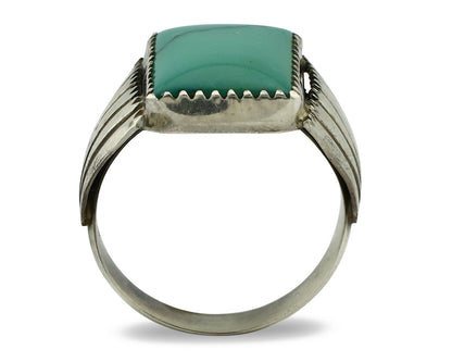 Navajo Ring .925 Silver Green Turquoise Native American Artist C.80's