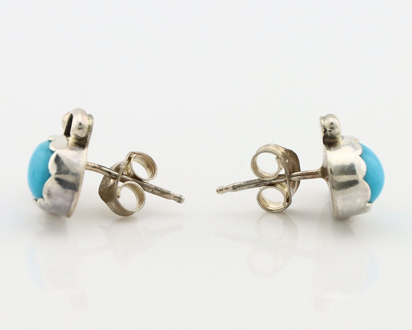 Navajo Earrings 925 Silver Natural Mined Turquoise Native American Artist C.80's