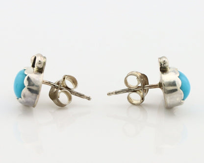 Navajo Earrings 925 Silver Natural Mined Turquoise Native American Artist C.80's