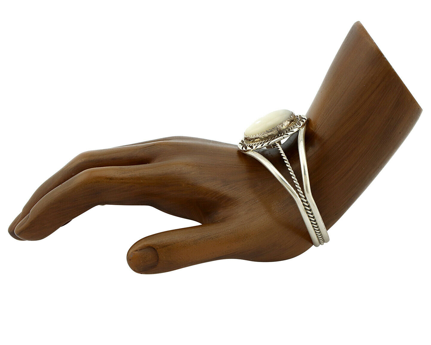 Navajo Bracelet .925 Silver White Sea Shell Native American Artist C.90's