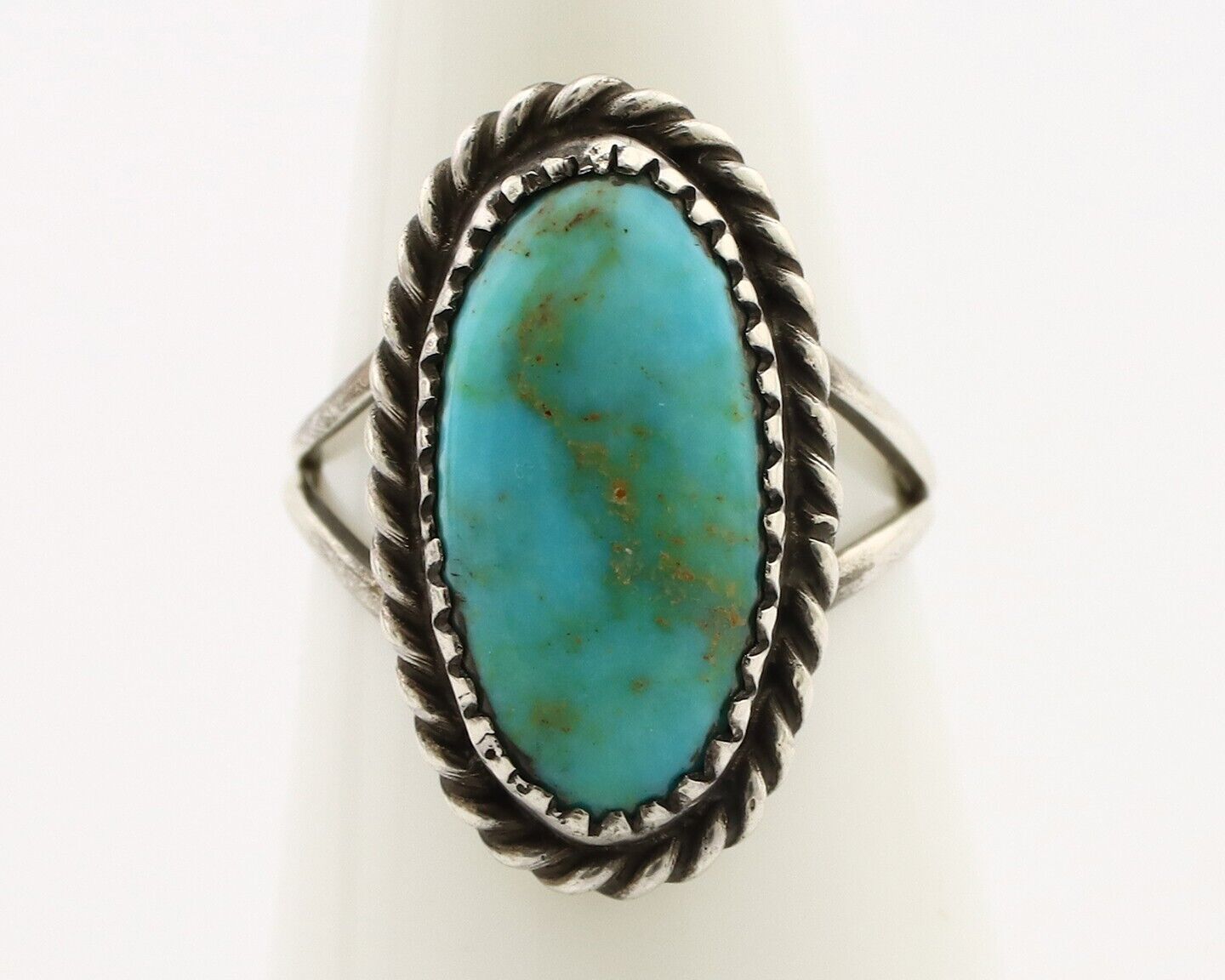 Navajo Handmade Ring 925 Silver Kingman Turquoise Artist Signed MC C.80's