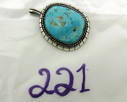 Navajo Pendant .925 Silver Kingman Turquoise Signed Artist Tom Willeto C.80's