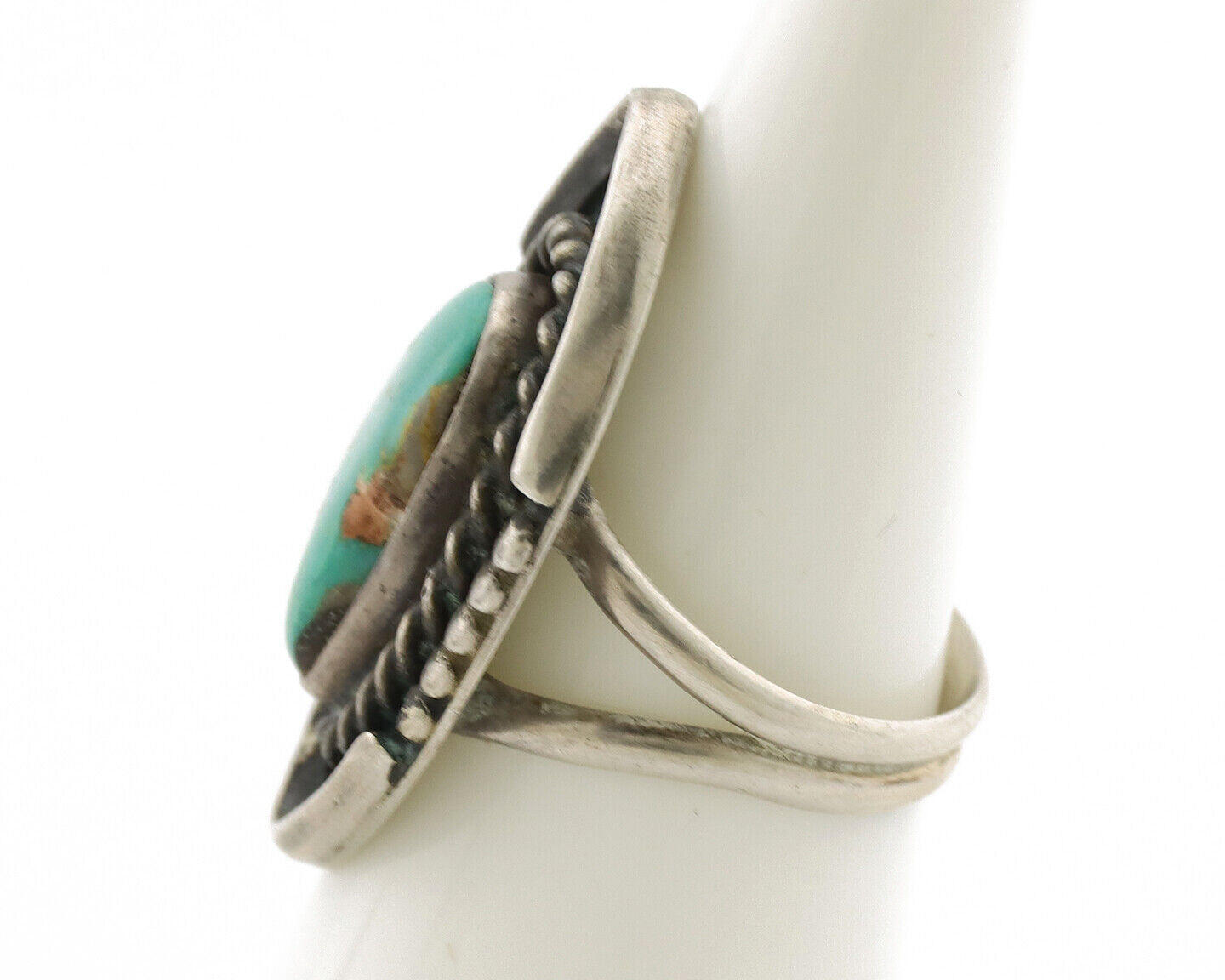 Navajo Ring .925 Silver Kingman Turquoise Native American Artist C.1980's