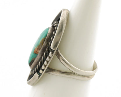 Navajo Ring .925 Silver Kingman Turquoise Native American Artist C.1980's