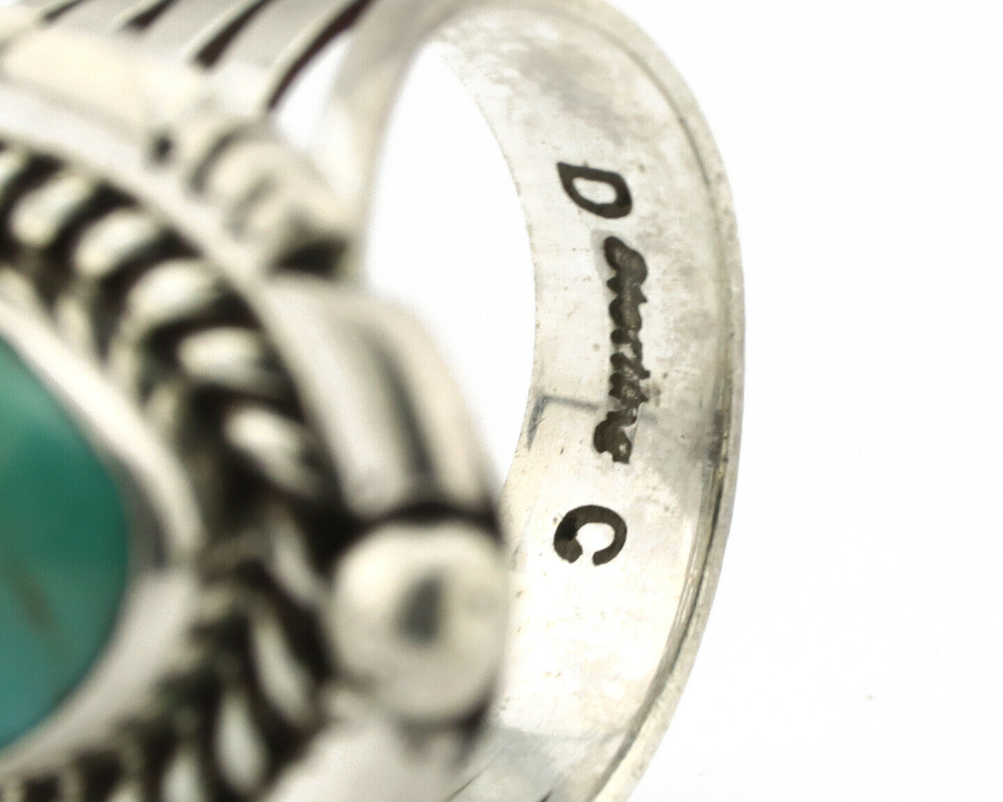 Navajo Ring .925 Silver Royston Turquoise Signed Artist DC C.80's