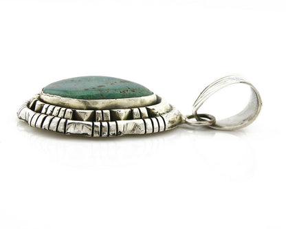 Navajo Pendant .925 Silver Kingman Turquoise Signed Artist FT C.80's