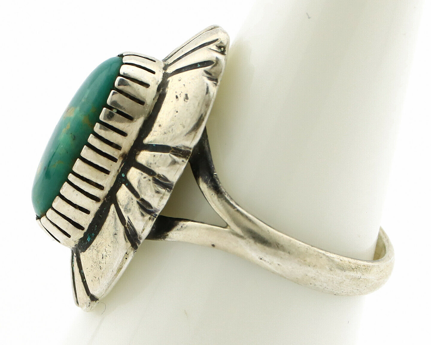 Navajo Ring .925 Silver Green Turquoise Artist Signed M Montoya C.80's
