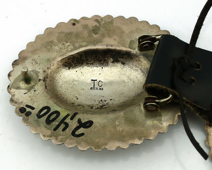 Navajo Concho Belt .925 Silver Hand Stamped Artist Signed TC C.80's