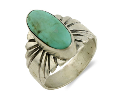 Navajo Ring .925 Silver Kingman Turquoise Artist Signed Apache C.80's