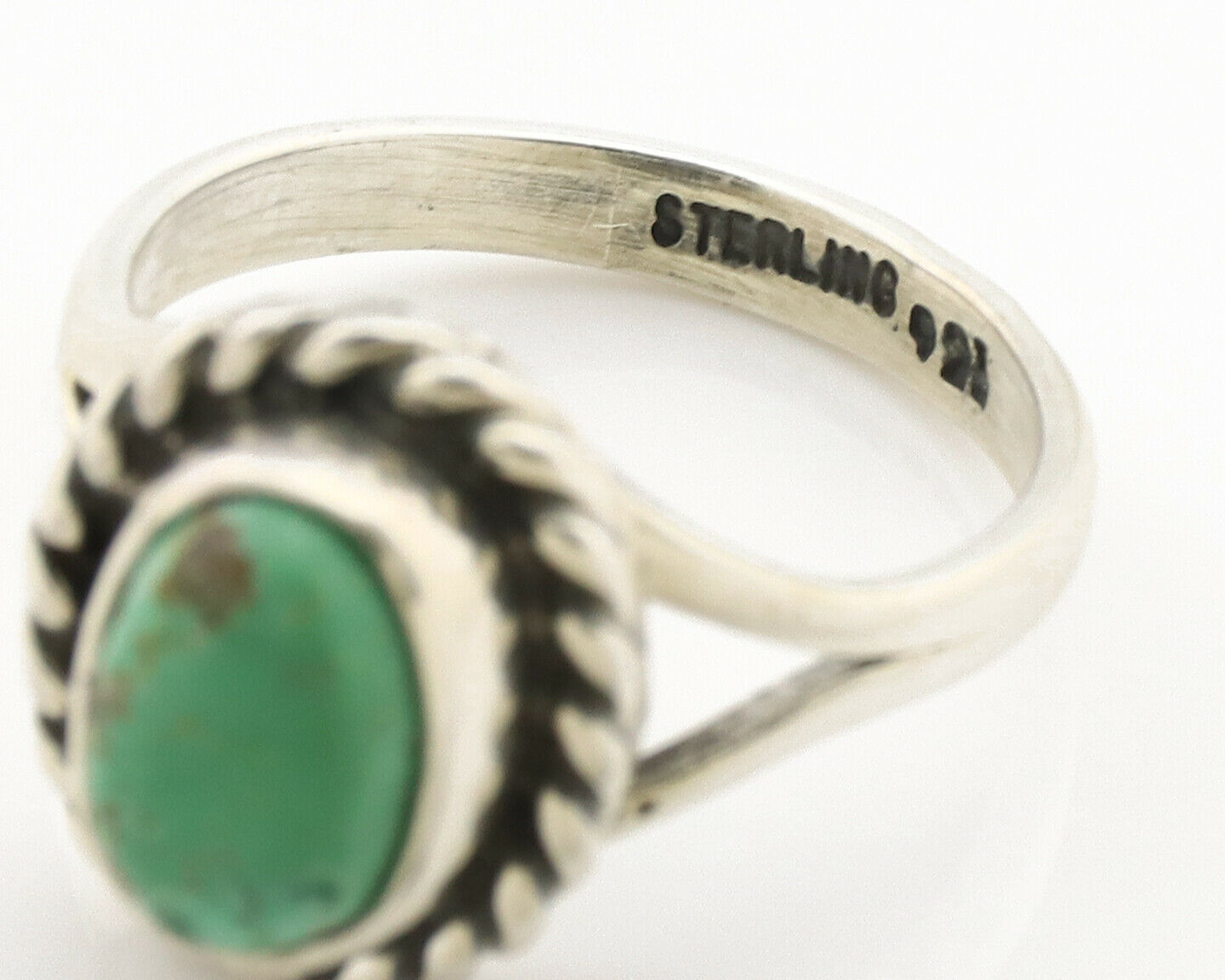 Navajo Ring .925 Silver Kingman Turquoise Artist Signed Gecko C.90's