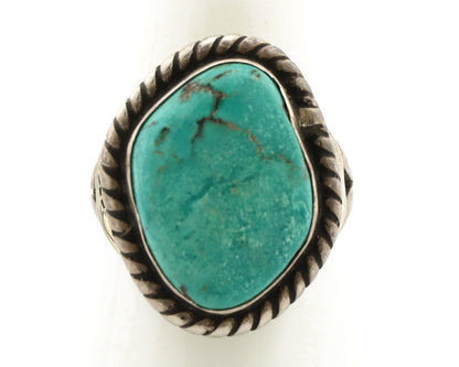 Navajo Handmade Ring 925 Silver Blue Turquoise Signed Native Artist C.80's