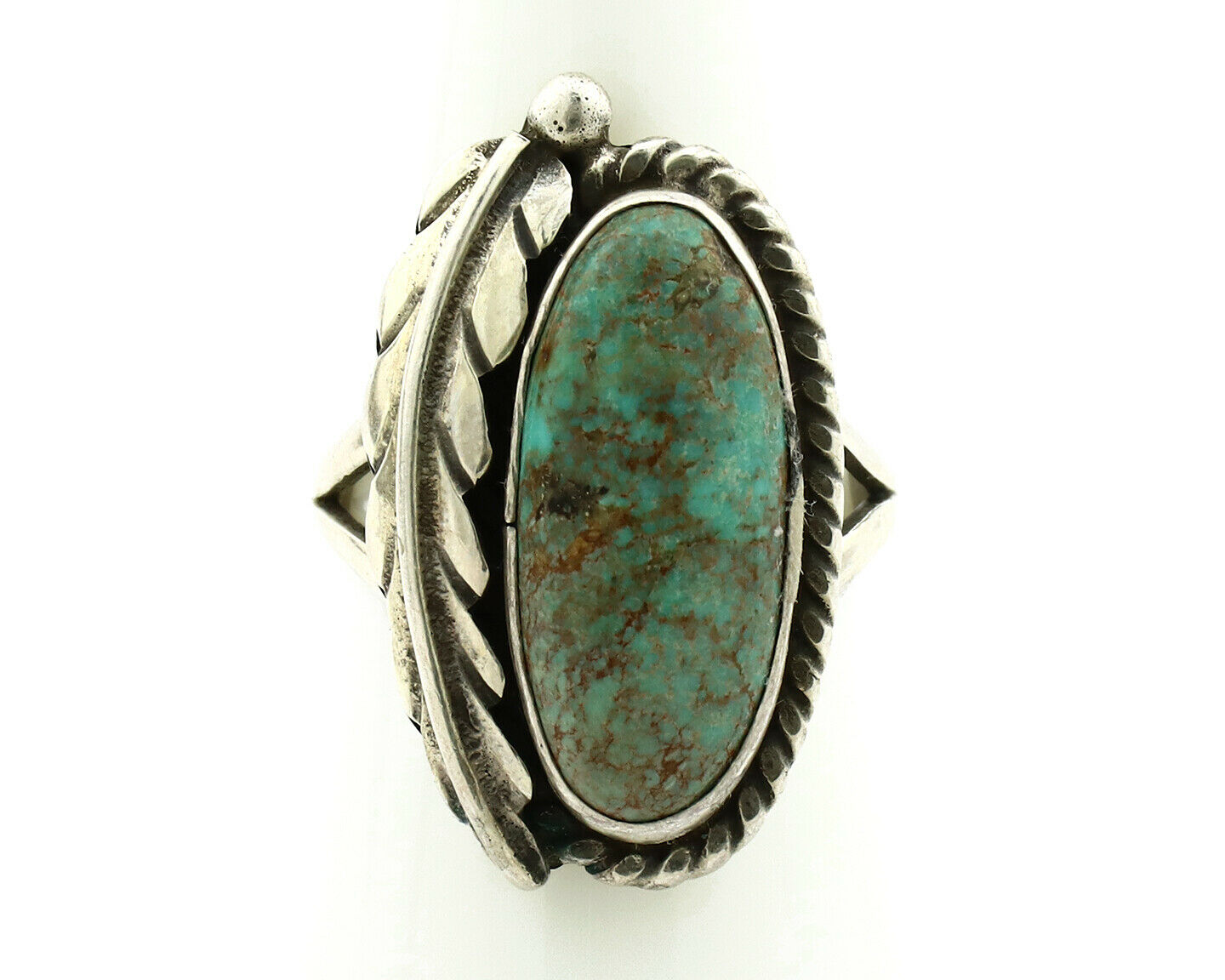 Navajo Ring .925 Silver Turquoise Mountain Signed Artist Apache C.80's