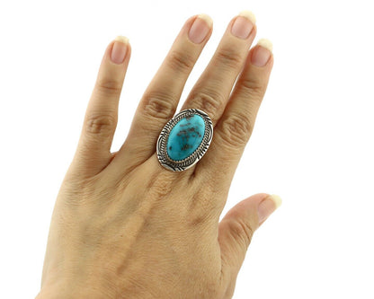 Navajo Ring 925 Silver Natural Blue Turquoise Native American Artist C.80's