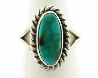 Navajo Ring .925 Silver Natural Mined Turquoise Artist Signed Gecko C.80's