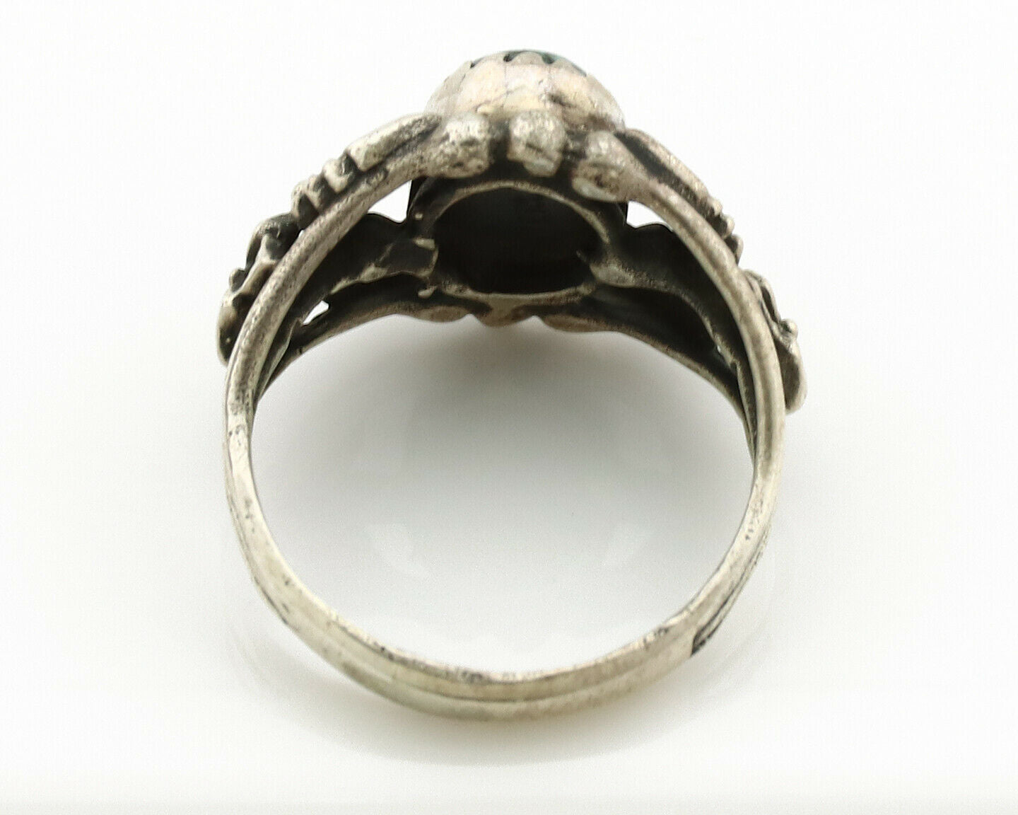 Navajo Ring .925 Silver Spiderweb Turquoise Native American Artist C.1980's