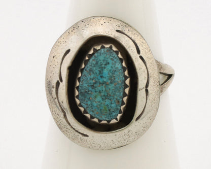 Navajo Ring .925 Silver Spiderweb Turquoise Native American Artist C.1980's