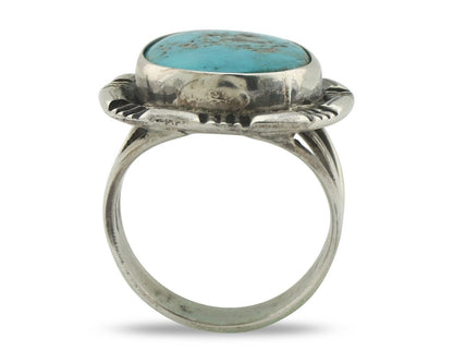 Navajo Ring .925 Silver Natural Blue Turquoise Native American Artist C.80's