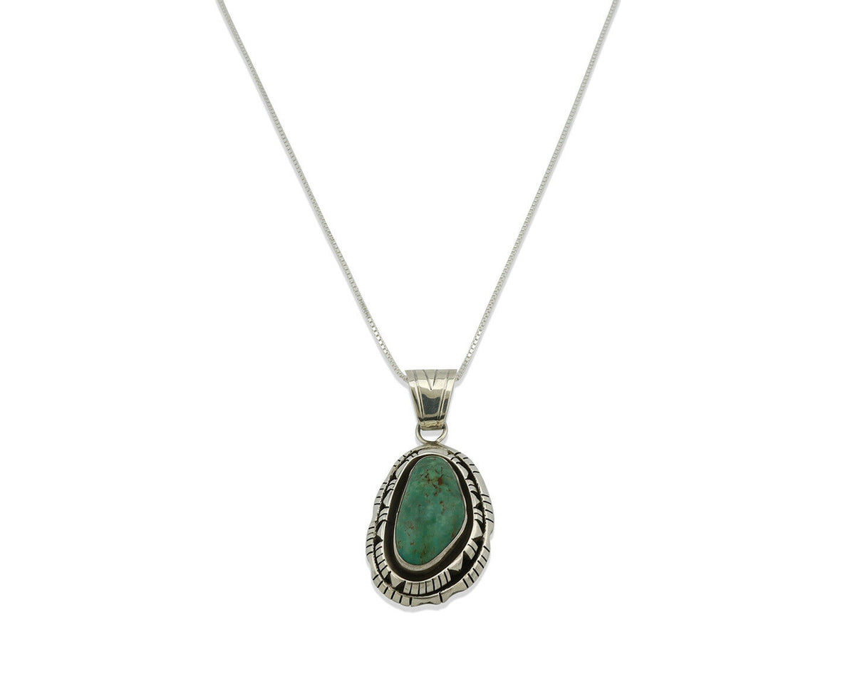 Navajo Pendant .925 Silver Aqua Turquoise Artist Signed FT C.80's