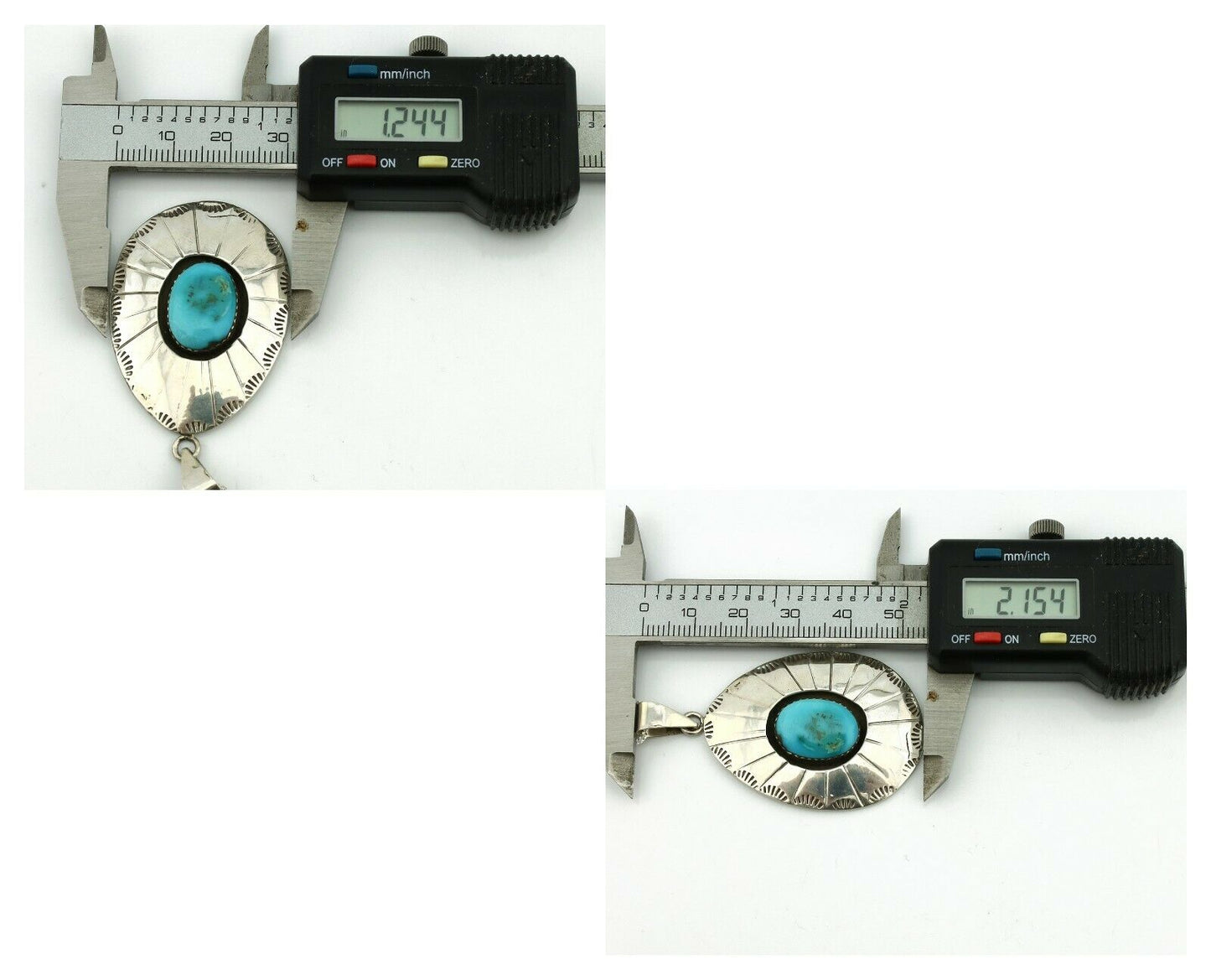 Navajo Necklace .925 Silver Kingman Turquoise Signed V C.1980's