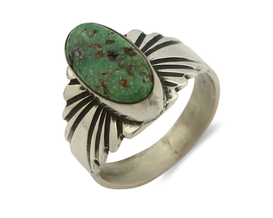 Navajo Ring .925 Silver Blue Green Arizona Turquoise Artist Signed Apache C.80's