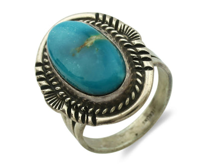 Navajo Ring .925 Silver Turquoise Signed M Begay C.1980's
