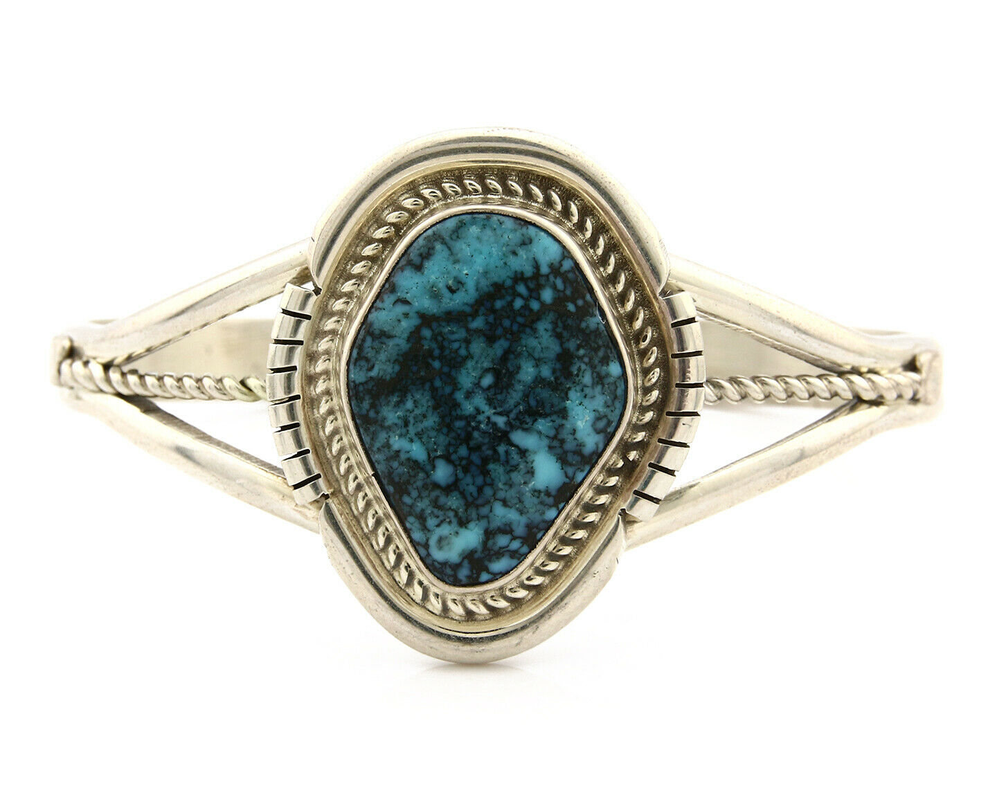 Navajo Bracelet .925 Silver Natural Blue Turquoise Signed Mc Cray C.80's