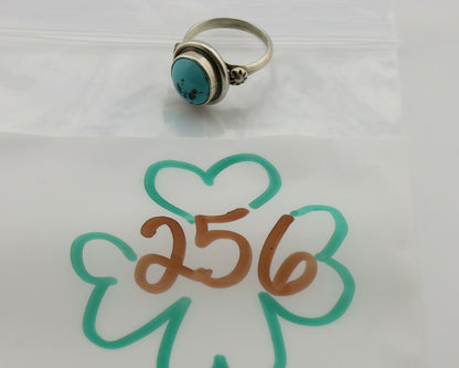 Navajo Ring .925 Silver Sleeping Beauty Turquoise Native American Artist C.1980s
