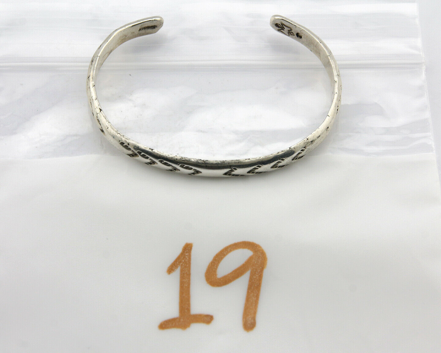 Navajo Bracelet .925 Silver Hand Stamped Arrow Head Signed Montoya C.80's