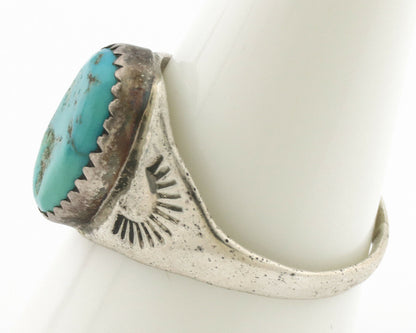 Zuni Ring .925 Silver Natural Blue Turquoise Native American Artist C.1980's