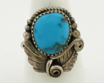 Navajo Ring .925 Silver Morenci Turquoise Artist Signed MC C.80's