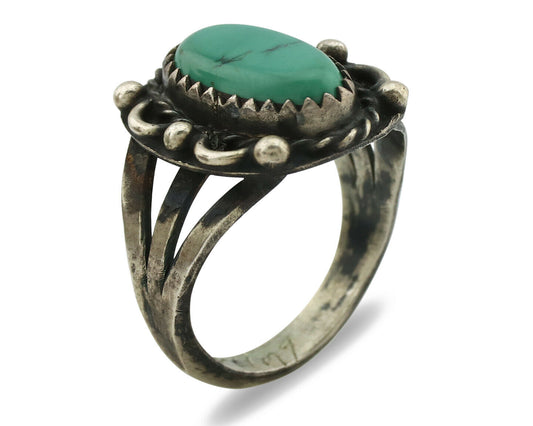 Navajo Ring .925 Silver Blue Turquoise Artist Signed F C.1980's