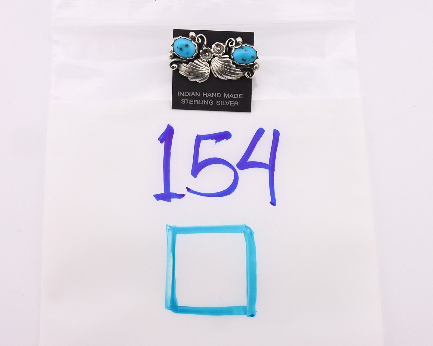 Navajo Earrings 925 Silver Blue South West Turquoise Native American Artist C90s